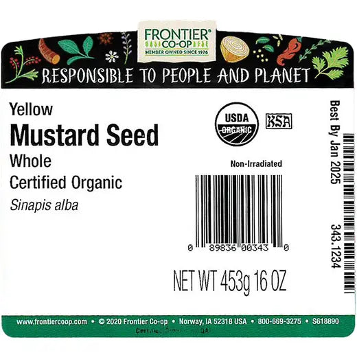 Frontier Co-op Yellow Mustard Seed, Whole, Organic 1 lb.