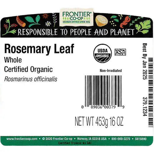 Frontier Co-op Rosemary Leaf, Whole, Organic 1 lb.