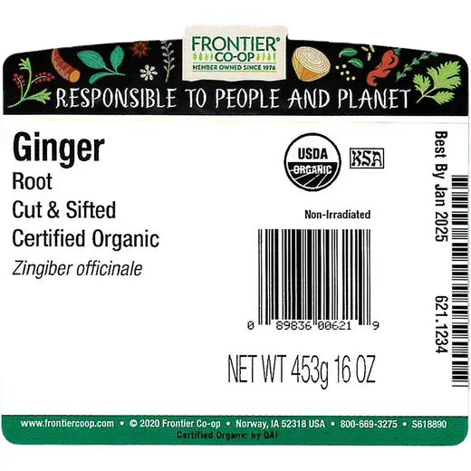 Frontier Co-op Ginger Root, Cut & Sifted, Organic 1 lb.