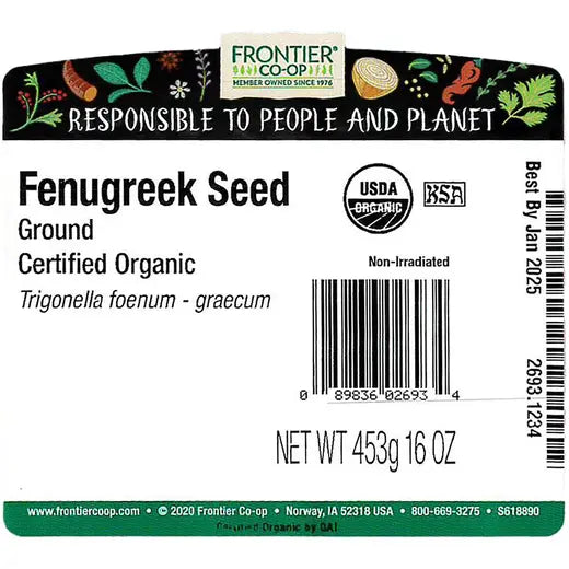 Frontier Co-op Fenugreek Seed, Ground, Organic 1 lb.