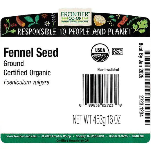 Frontier Co-op Fennel Seed Powder, Organic 1 lb.