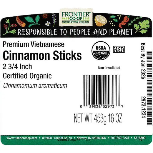 Frontier Co-op Vietnamese Cinnamon Sticks, 2.75", Organic 1 lb.