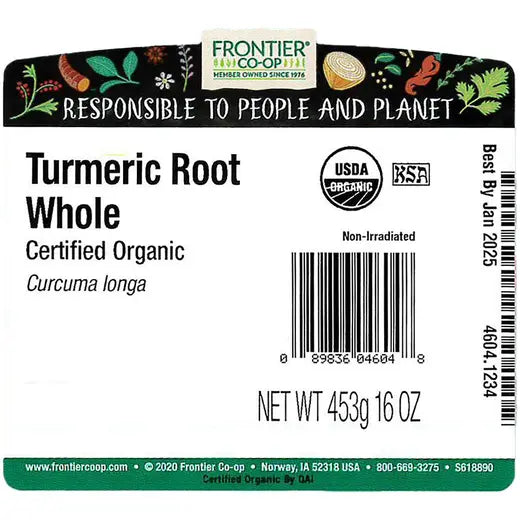 Frontier Co-op Turmeric Root, Whole, Organic 1 lb.